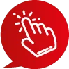 Soforthilfe auf Knopfdruck Weiße Hand, die mit dem Zeigefinger auf einen imaginären Knopf tippt, in einem roten Sprechblasen-Icon.